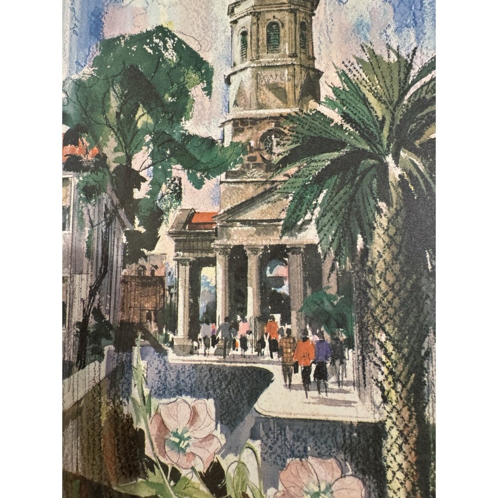 Vintage Litho St. Philip's Church Charleston SC Julia Homer Wilson Wedding Gift